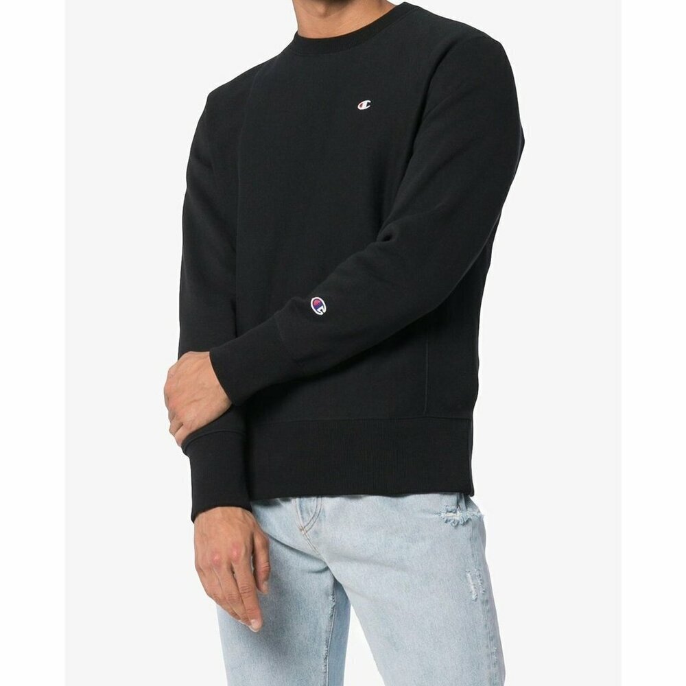 Champion Men's Graphic Fleece Pullover Sweatshirt In Black Size S